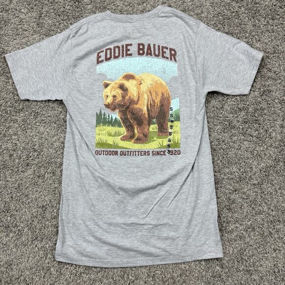 Eddie Bauer Outdoor Outfitters Gray T-Shirt Bear Logo Size S - Picture 1 of 6